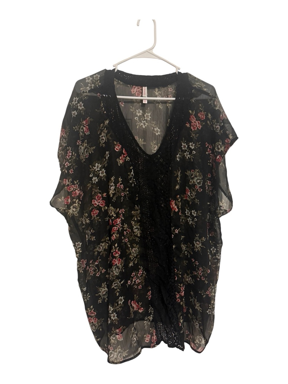 Black Floral Sheer Dolman Top - Xhilaration